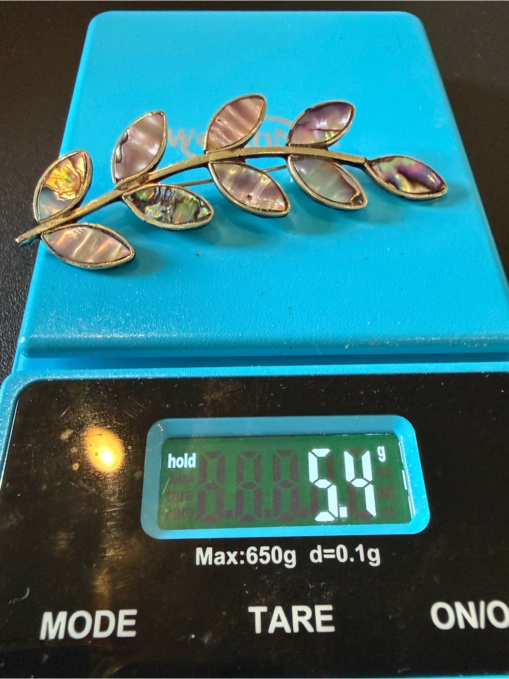 Abalone Shell Inlaid Sterling Silver Brooch - Picture 4 of 10